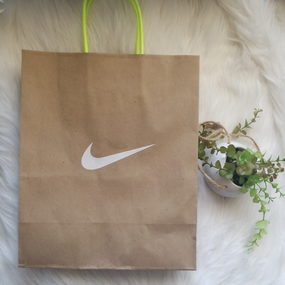 Nike Small Neon Green Yellow Handle Paper Bag